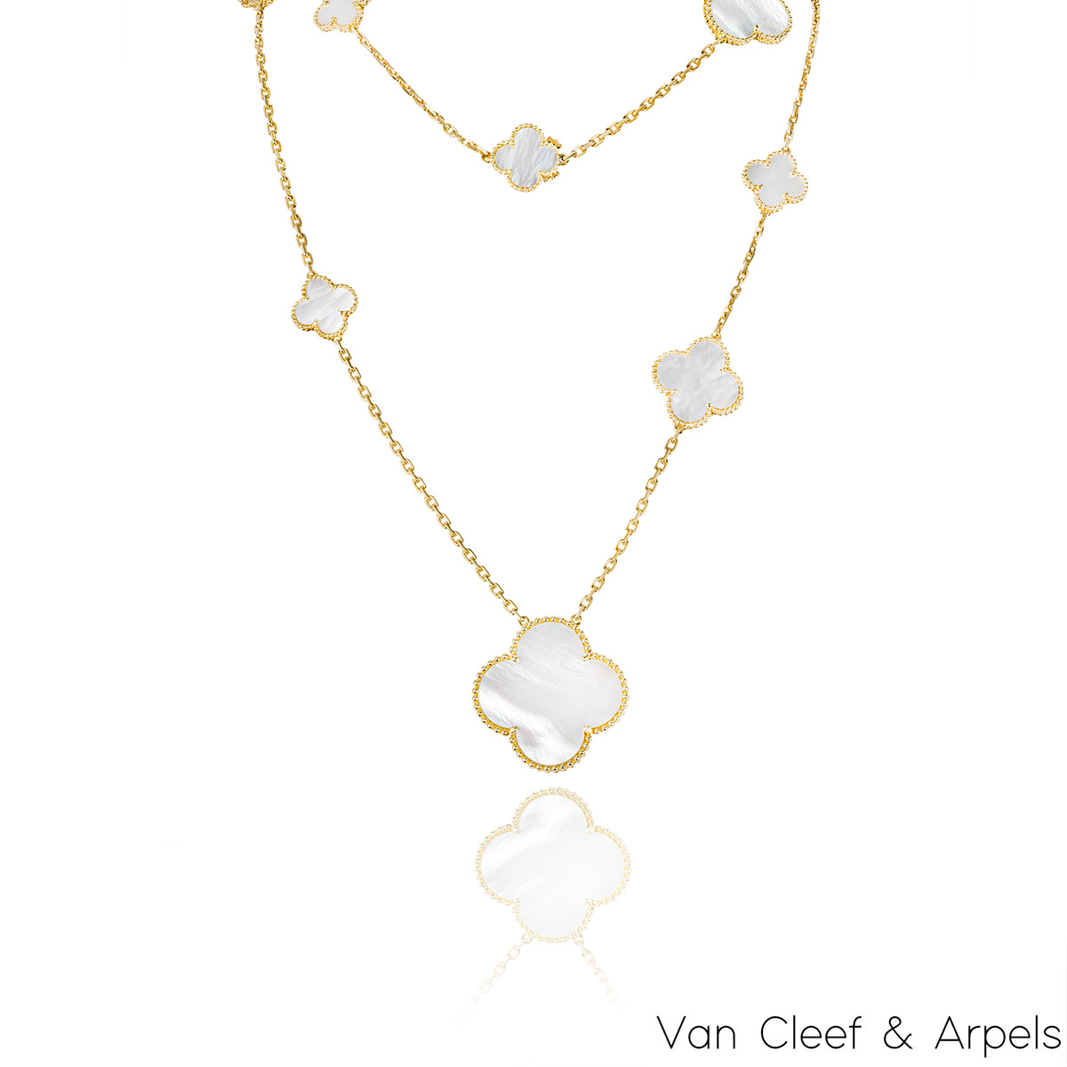Inspired VCA Alhambra 11 Motif Solid 14k Clover Necklace All